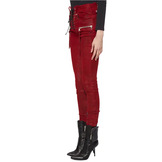 BEN TAVERNITI UNRAVEL PANTALONI IN PELLE STRETCH LACEUP Promozione