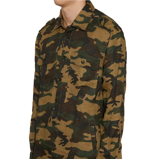 DANIELE ALESSANDRINI CAMICIA CAMOUFLAGE IN LINO Nuovo