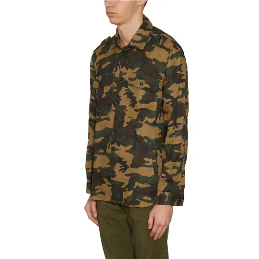 DANIELE ALESSANDRINI CAMICIA CAMOUFLAGE IN LINO Nuovo