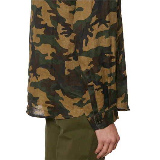 DANIELE ALESSANDRINI CAMICIA CAMOUFLAGE IN LINO Nuovo