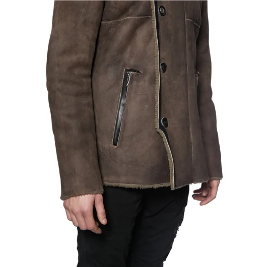 DANIELE BASTA CAPPOTTO IN SHERALING E PELLE Italia