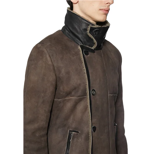 DANIELE BASTA CAPPOTTO IN SHERALING E PELLE Italia