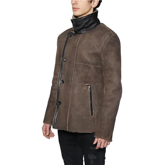 DANIELE BASTA CAPPOTTO IN SHERALING E PELLE Italia