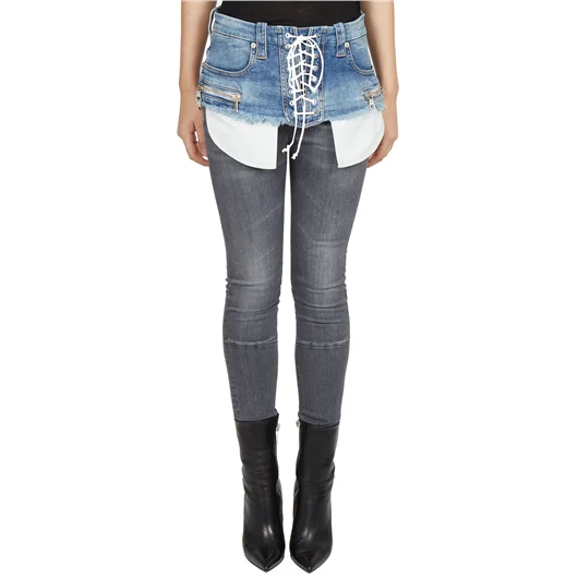 BEN TAVERNITI UNRAVEL CINTURA DENIM LACE UP Spedizione Gratuita