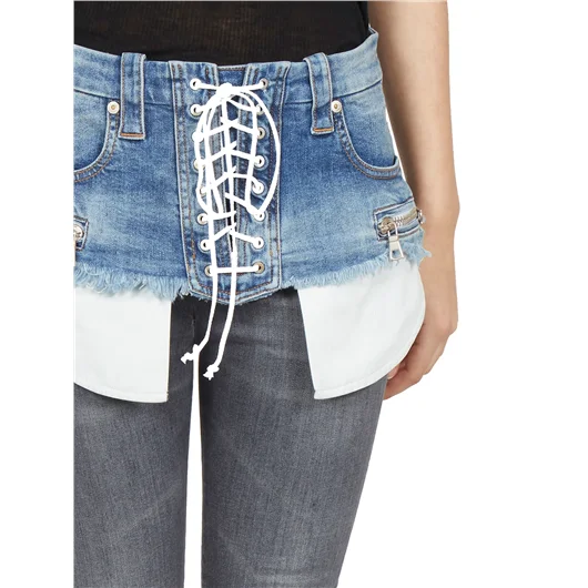 BEN TAVERNITI UNRAVEL CINTURA DENIM LACE UP Spedizione Gratuita