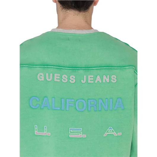 GUESS USA FELPA GIROCOLLO IN COTONE Nuova