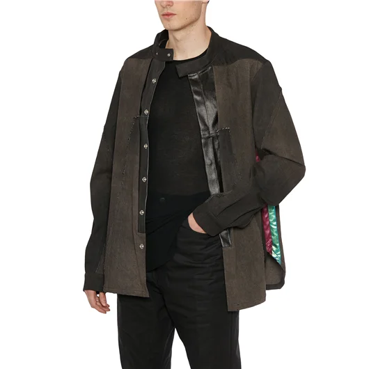 RICK OWENS GIUBBINO IN DENIM SPLINTERED OUTHERSHIRT 2025