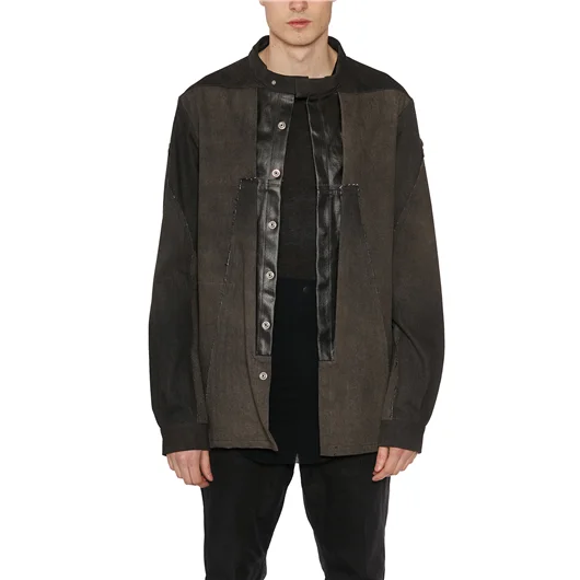 RICK OWENS GIUBBINO IN DENIM SPLINTERED OUTHERSHIRT 2025