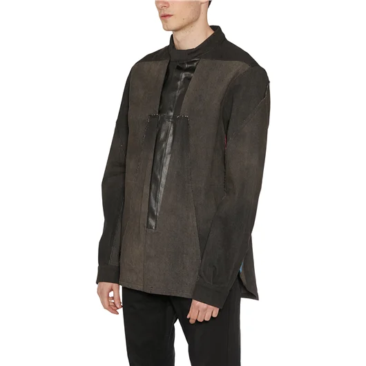 RICK OWENS GIUBBINO IN DENIM SPLINTERED OUTHERSHIRT 2025