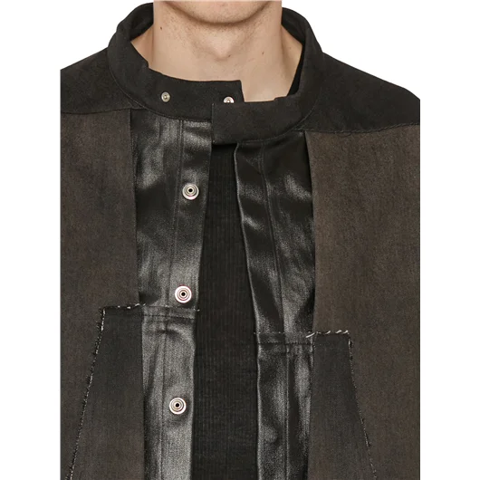 RICK OWENS GIUBBINO IN DENIM SPLINTERED OUTHERSHIRT 2025