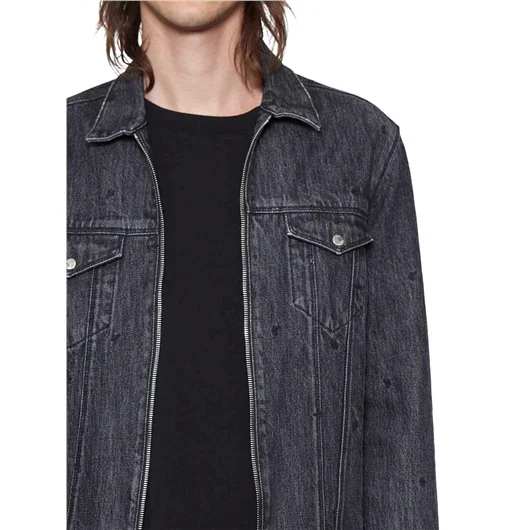 RTA GIUBBOTTO IN DENIM CON CINTURINO IN PELLE Pezzi Unici