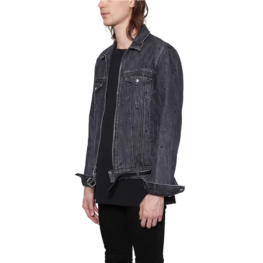 RTA GIUBBOTTO IN DENIM CON CINTURINO IN PELLE Pezzi Unici