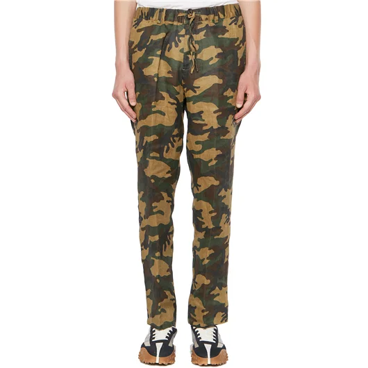 DANIELE ALESSANDRINI PANTALONE CAMOUFLAGE IN LINO Offerte esclusive