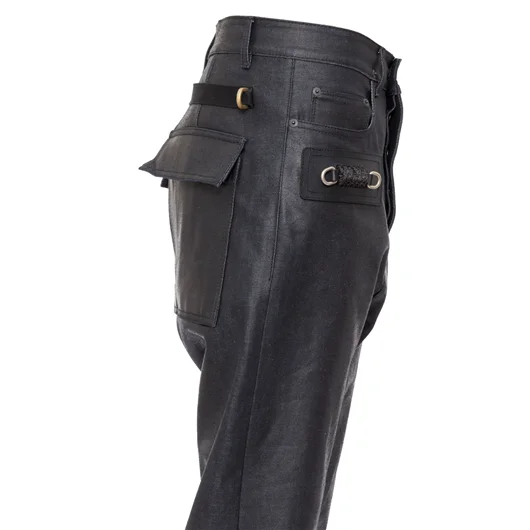 RICK OWENS PANTALONE IN DENIM CERATO Fino al 50% di sconto