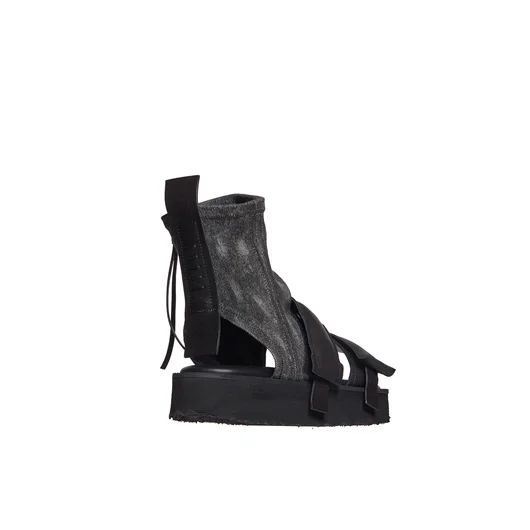 PURO SANDALO IN PELLE E DENIM Negozio online di fabbrica