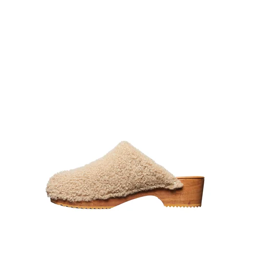 FIGURE DECORATIVE ZOCCOLI IN SHEARLING E LEGNO Offerta