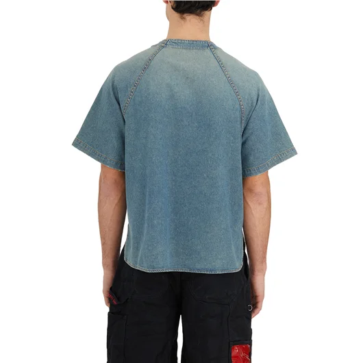 RHUDE CAMICIA BASEBALL IN DENIM Online