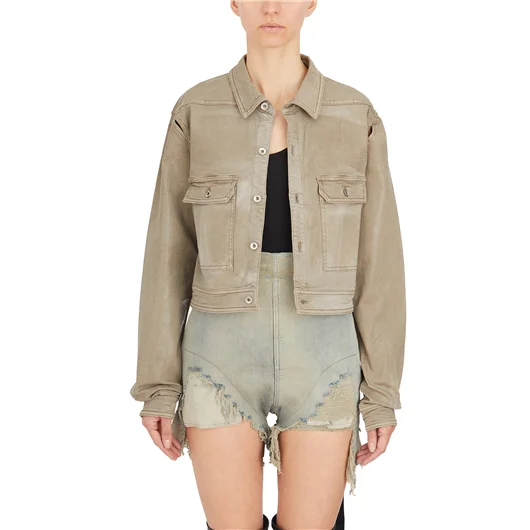 RICK OWENS DRKSHDW GIACCA IN DENIM CAPE SLEEVE CROPPED OUTERSHIRT Nuovi prodotti