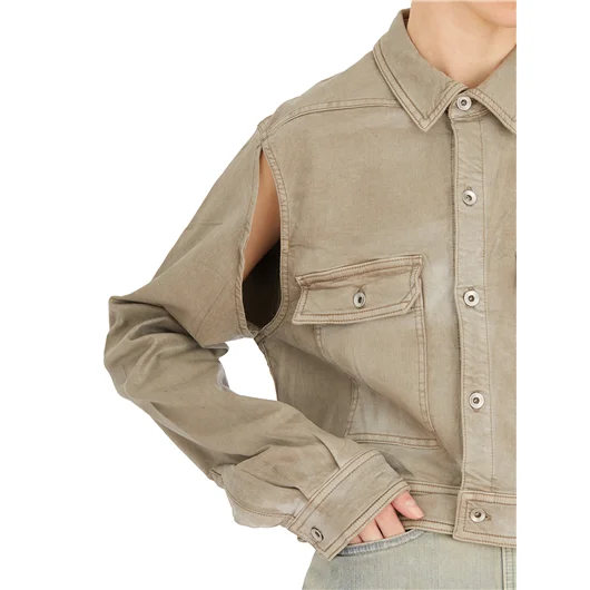 RICK OWENS DRKSHDW GIACCA IN DENIM CAPE SLEEVE CROPPED OUTERSHIRT Nuovi prodotti