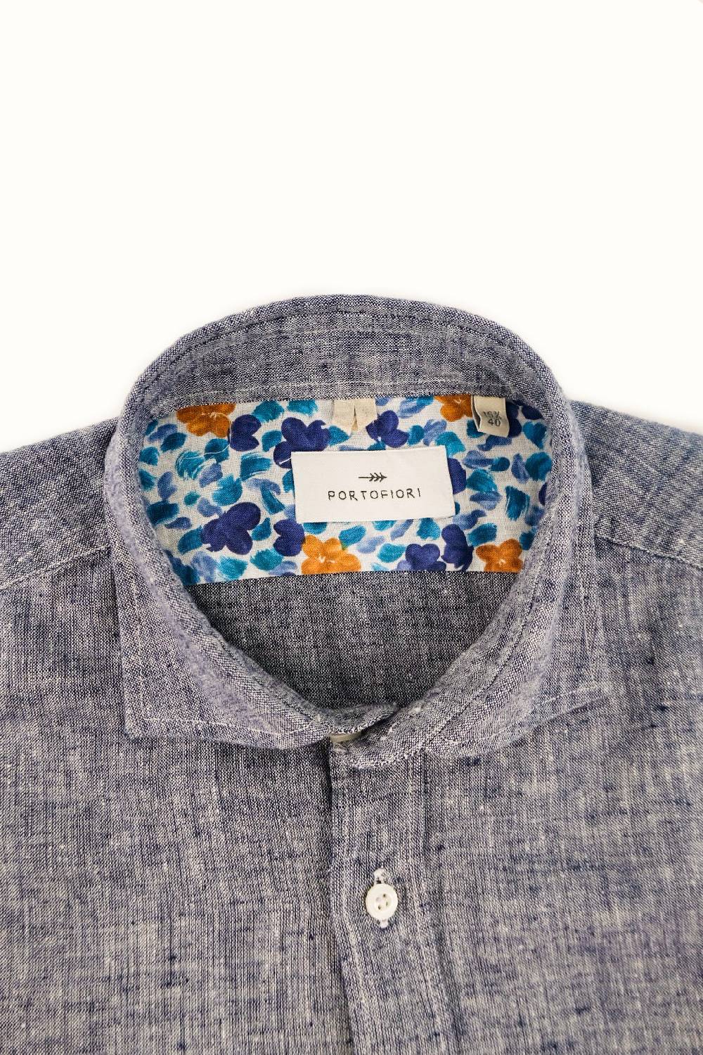 Portofiori CAMICIA MISTO LINO Consegna Veloce