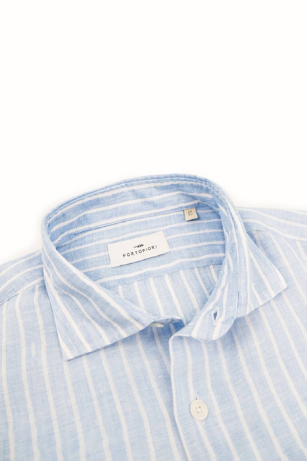 Portofiori CAMICIA RIGATA PURO LINO Presa
