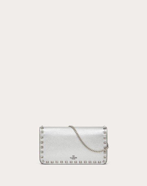 Red Valentino PORTAFOGLIO CON CATENA ROCKSTUD IN VITELLO GRANATO METALLIZZATO 2025