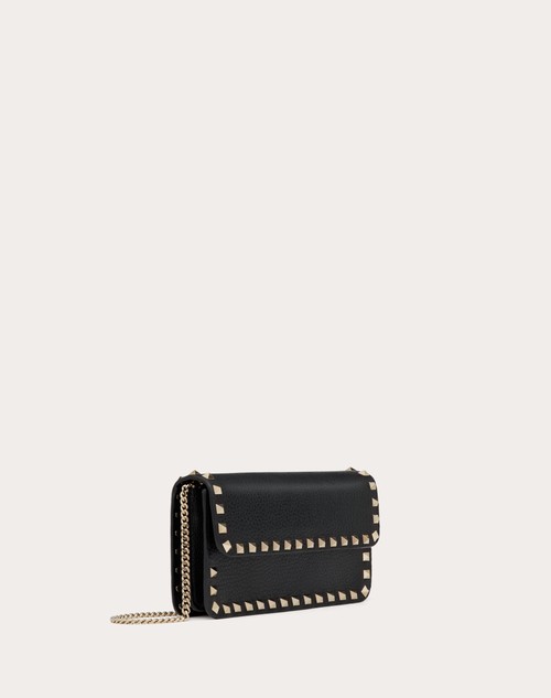 Red Valentino POUCH CON CATENA ROCKSTUD IN VITELLO GRANATO Vendita