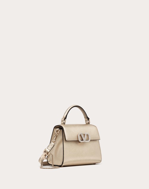 Red Valentino BORSA A MANO MINI VSLING IN VITELLO GRANATO METALLIZZATO Qualità
