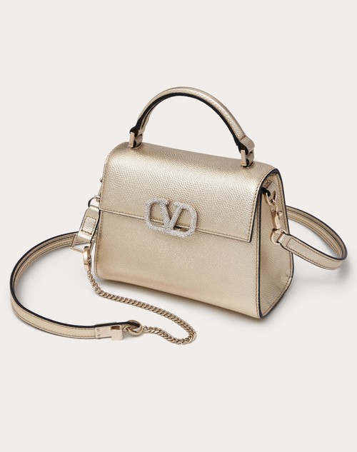 Red Valentino BORSA A MANO MINI VSLING IN VITELLO GRANATO METALLIZZATO Qualità