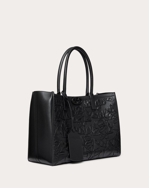 Red Valentino BORSA SHOPPING MEDIA VLOGO LOCKER TOTE IN PELLE CON ROSE RICAMATE Fino Al -60%