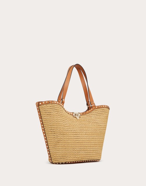 Red Valentino BORSA SHOPPING ROCKSTUD IN RAFIA INTRECCIATA Convenienza
