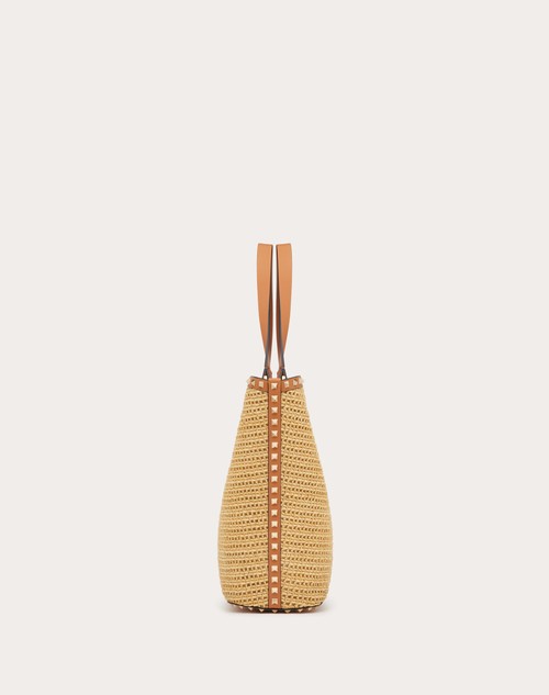 Red Valentino BORSA SHOPPING ROCKSTUD IN RAFIA INTRECCIATA Convenienza