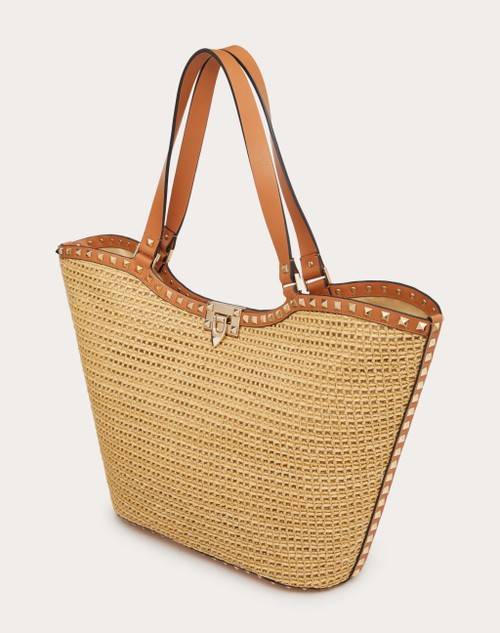Red Valentino BORSA SHOPPING ROCKSTUD IN RAFIA INTRECCIATA Convenienza