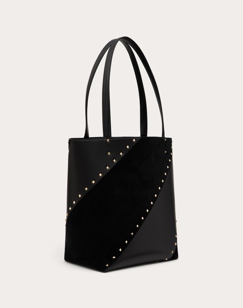 Red Valentino BORSA SHOPPING VALENTINO GARAVANI VALENTINO GARAVANI ROCKSTUD WISPY IN VITELLO E CAMOSCIO Saldi