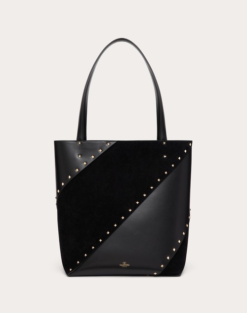 Red Valentino BORSA SHOPPING VALENTINO GARAVANI VALENTINO GARAVANI ROCKSTUD WISPY IN VITELLO E CAMOSCIO Saldi