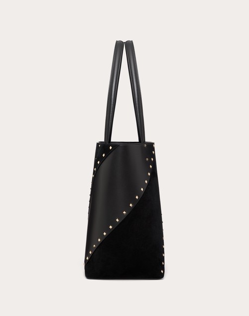 Red Valentino BORSA SHOPPING VALENTINO GARAVANI VALENTINO GARAVANI ROCKSTUD WISPY IN VITELLO E CAMOSCIO Saldi