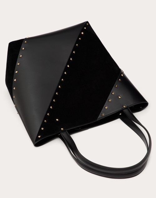 Red Valentino BORSA SHOPPING VALENTINO GARAVANI VALENTINO GARAVANI ROCKSTUD WISPY IN VITELLO E CAMOSCIO Saldi