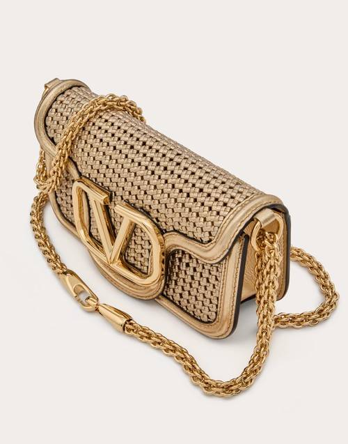 Red Valentino BORSA PICCOLA A SPALLA VALENTINO GARAVANI LOCÒ IN PELLE INTRECCIATA METALLIZZATA Spedizione Gratuita