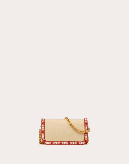 Red Valentino BORSA PICCOLA A SPALLA VALENTINO GARAVANI LOCÒ IN RAFIA CON PROFILO RICAMATO Fino Al -60%