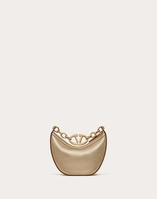 Red Valentino MINI HOBO VLOGO MOON BAG IN VITELLO GRANATO METALLIZZATO CON CATENA Moda