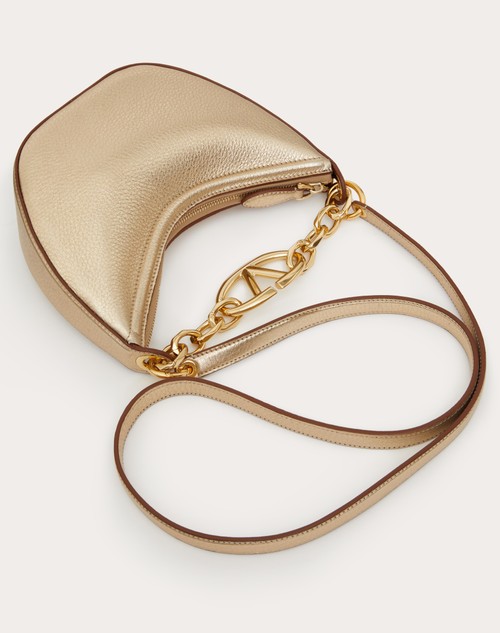 Red Valentino MINI HOBO VLOGO MOON BAG IN VITELLO GRANATO METALLIZZATO CON CATENA Moda