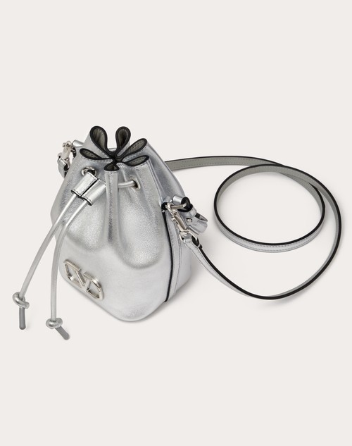 Red Valentino MINI BORSA A SECCHIELLO VLOGO SIGNATURE IN NAPPA METALLIZZATA Soddisfazione Garantita