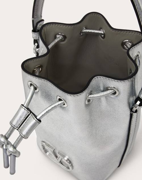 Red Valentino MINI BORSA A SECCHIELLO VLOGO SIGNATURE IN NAPPA METALLIZZATA Soddisfazione Garantita