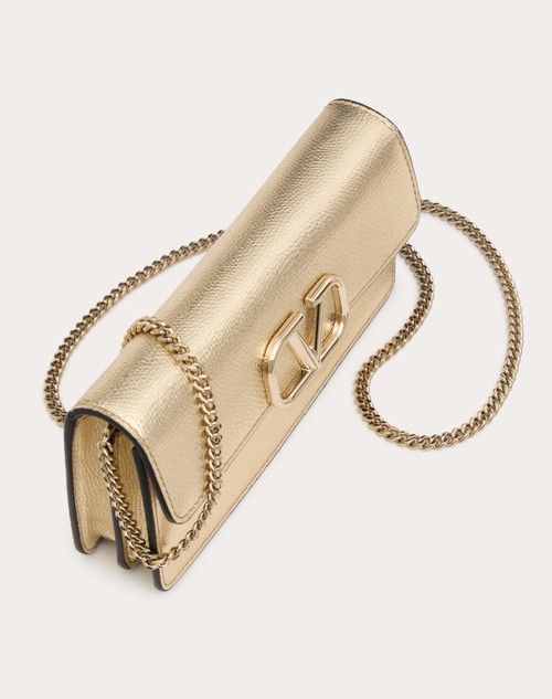 Red Valentino PORTAFOGLIO CON CATENA VLOGO SIGNATURE IN VITELLO GRANATO METALLIZZATO Economico