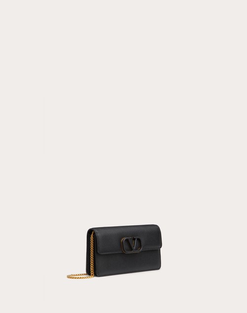 Red Valentino PORTAFOGLIO CON CATENA VLOGO SIGNATURE IN VITELLO GRANATO Outlet