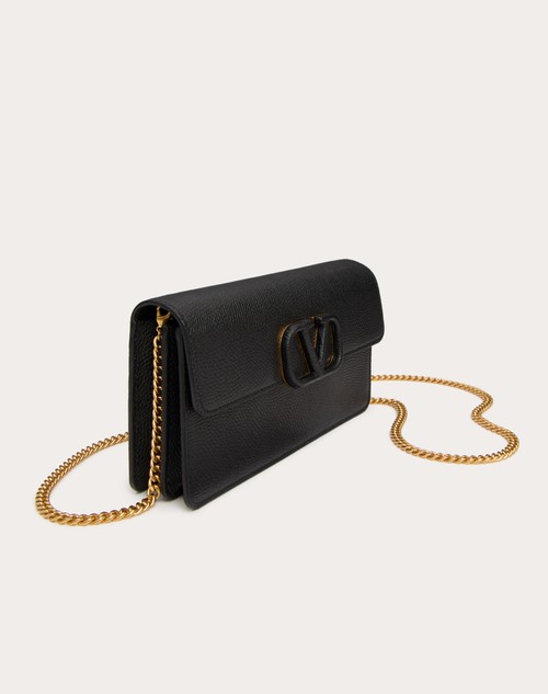 Red Valentino PORTAFOGLIO CON CATENA VLOGO SIGNATURE IN VITELLO GRANATO Outlet