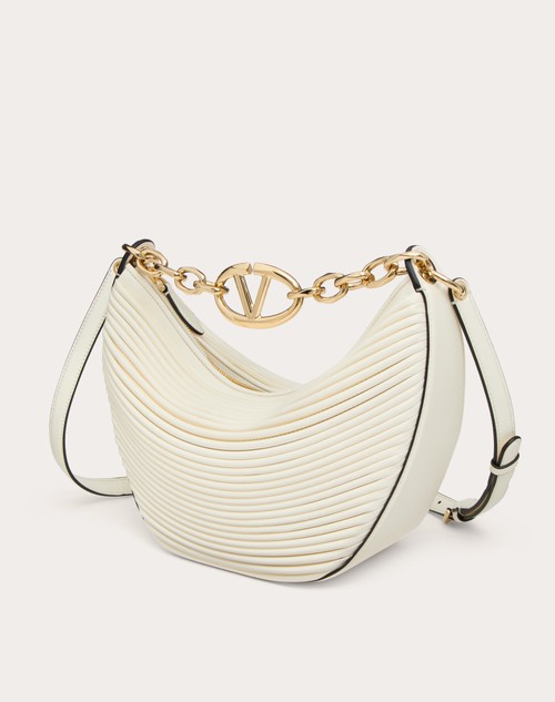 Red Valentino HOBO PICCOLA VLOGO MOON BAG IN NAPPA LAVORATA CON CATENA In Linea