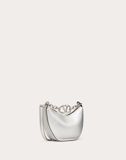Red Valentino MINI HOBO VLOGO MOON BAG IN VITELLO GRANATO METALLIZZATO CON CATENA Qualità
