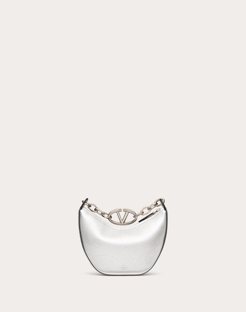 Red Valentino MINI HOBO VLOGO MOON BAG IN VITELLO GRANATO METALLIZZATO CON CATENA Qualità