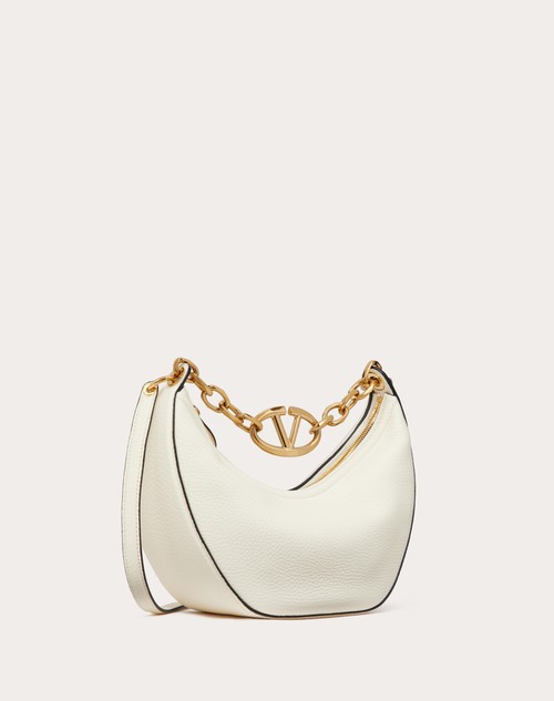 Red Valentino HOBO PICCOLA VLOGO MOON BAG IN VITELLO GRANATO CON CATENA Promozione